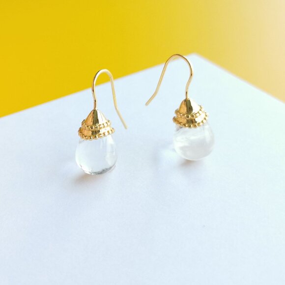 Noel Demi Gold Clear Crystal Earrings by Julie Vos - Picture 2 of 4